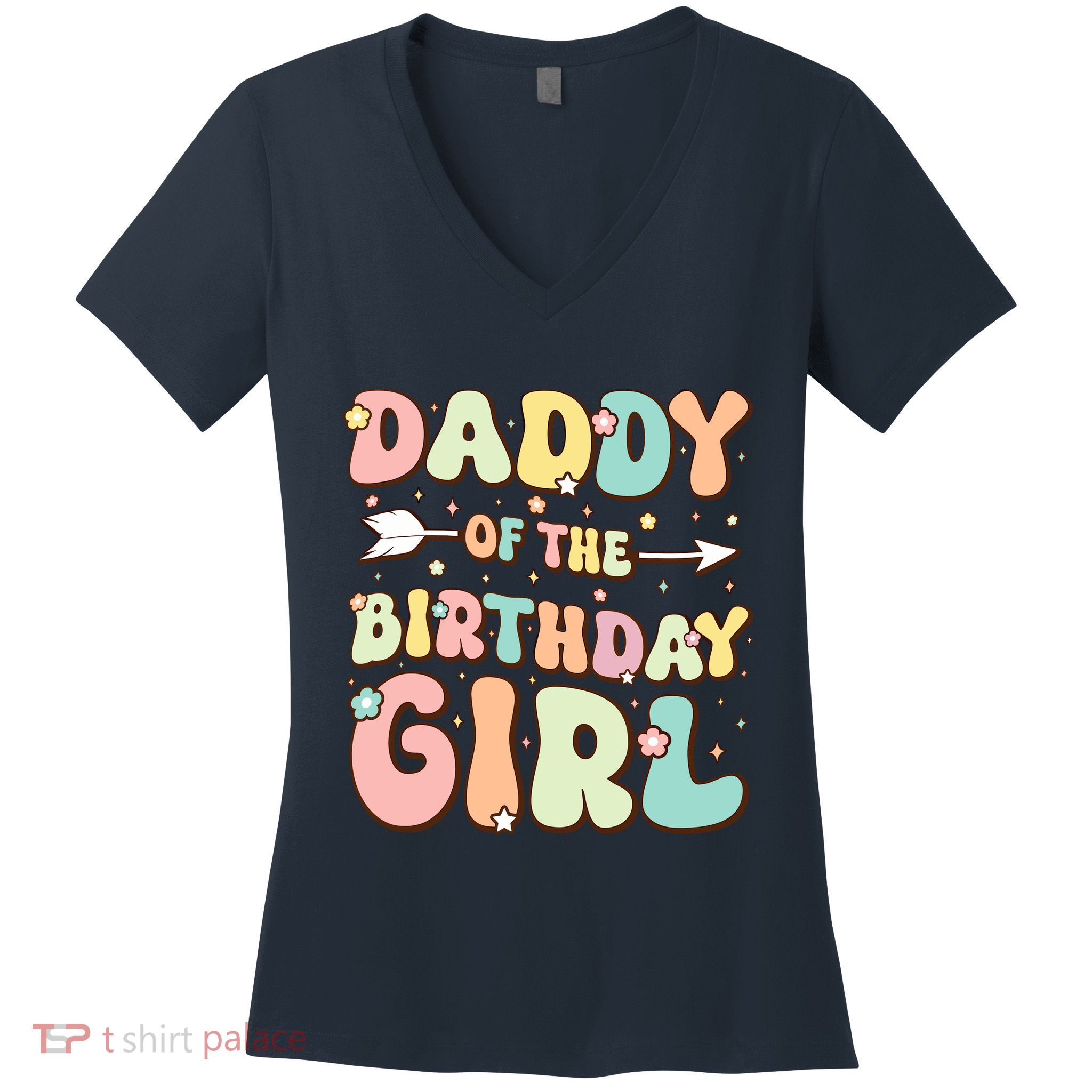 Daddy Of The Birthday Girl Dad Matching Birthday Women's V-Neck T-Shirt