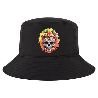 Day of the Dead Colorful Sugar Skull with Fruit Cool Comfort Performance Bucket Hat