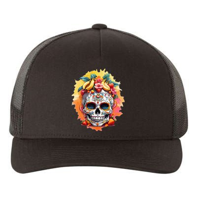 Day of the Dead Colorful Sugar Skull with Fruit Yupoong Adult 5-Panel Trucker Hat