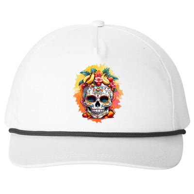 Day of the Dead Colorful Sugar Skull with Fruit Snapback Five-Panel Rope Hat