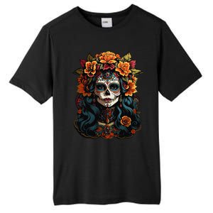 Day Of The Dead De Los Muertos La Catrina Sugar Skull Women Tall Fusion ChromaSoft Performance T-Shirt