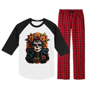 Day Of The Dead De Los Muertos La Catrina Sugar Skull Women Raglan Sleeve Pajama Set