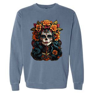 Day Of The Dead De Los Muertos La Catrina Sugar Skull Women Garment-Dyed Sweatshirt