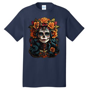 Day Of The Dead De Los Muertos La Catrina Sugar Skull Women Tall T-Shirt