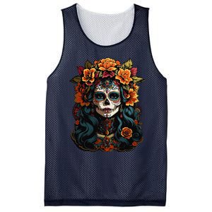 Day Of The Dead De Los Muertos La Catrina Sugar Skull Women Mesh Reversible Basketball Jersey Tank