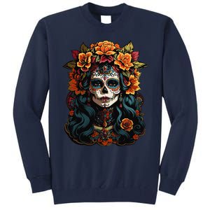 Day Of The Dead De Los Muertos La Catrina Sugar Skull Women Tall Sweatshirt