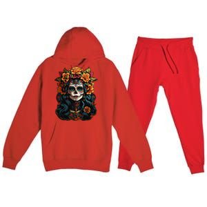 Day Of The Dead De Los Muertos La Catrina Sugar Skull Women Premium Hooded Sweatsuit Set