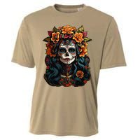 Day Of The Dead De Los Muertos La Catrina Sugar Skull Women Cooling Performance Crew T-Shirt