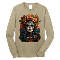 Day Of The Dead De Los Muertos La Catrina Sugar Skull Women Long Sleeve Shirt