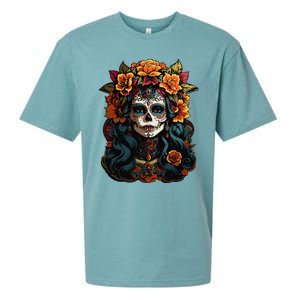 Day Of The Dead De Los Muertos La Catrina Sugar Skull Women Sueded Cloud Jersey T-Shirt