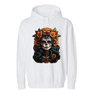 Day Of The Dead De Los Muertos La Catrina Sugar Skull Women Garment-Dyed Fleece Hoodie