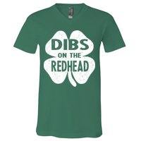 Dibs On The Redhead St PattyS Day Funny PatrickS Day V-Neck T-Shirt