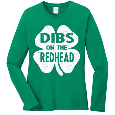 Dibs On The Redhead St PattyS Day Funny PatrickS Day Ladies Long Sleeve Shirt
