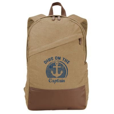 Dibs On The Captain Funny Boating Boat Lover Cotton Canvas Backpack