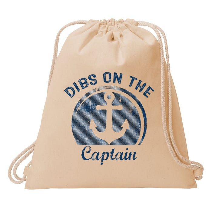 Dibs On The Captain Funny Boating Boat Lover Drawstring Bag