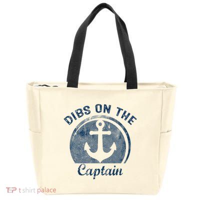 Dibs On The Captain Funny Boating Boat Lover Zip Tote Bag