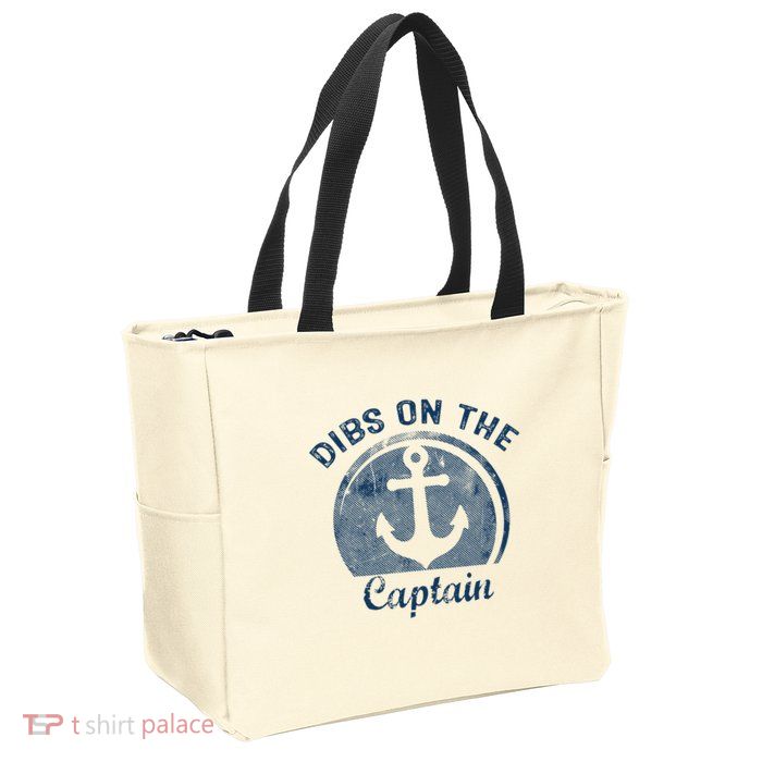 Dibs On The Captain Funny Boating Boat Lover Zip Tote Bag