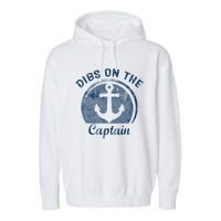 Dibs On The Captain Funny Boating Boat Lover Garment-Dyed Fleece Hoodie