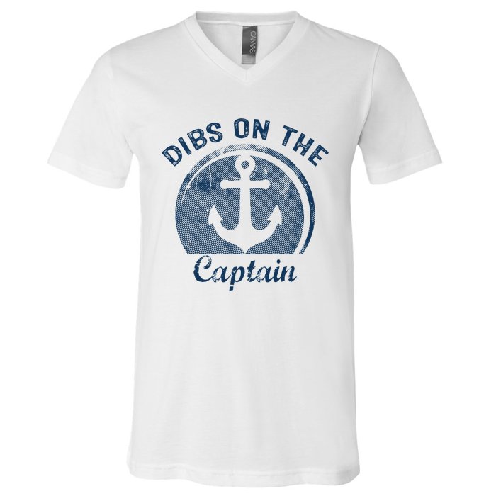 Dibs On The Captain Funny Boating Boat Lover V-Neck T-Shirt