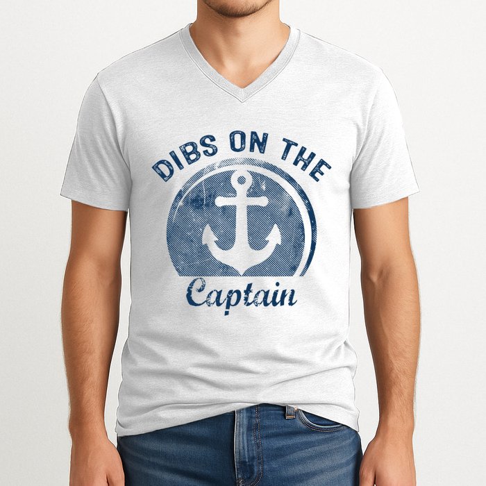 Dibs On The Captain Funny Boating Boat Lover V-Neck T-Shirt