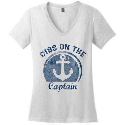 Dibs On The Captain Funny Boating Boat Lover Women's V-Neck T-Shirt