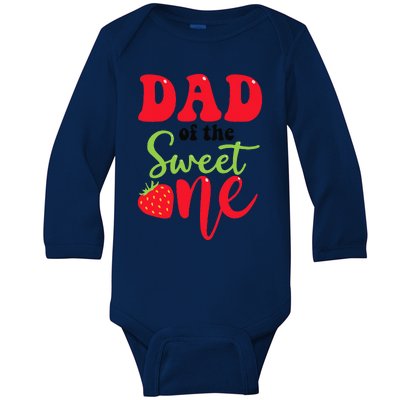 Dad Of The Sweet One Strawberry Summer First Birthday Baby Long Sleeve Bodysuit