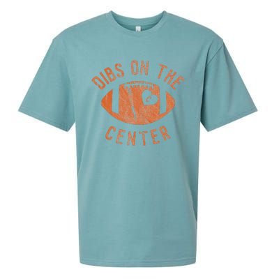 Dibs On The Center Funny Football Wife Girlfriend Love Sueded Cloud Jersey T-Shirt