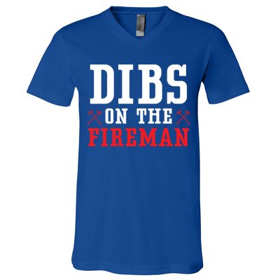 Dibs On The Fire Fire Rescue Firefighter Firefighting Gift V-Neck T-Shirt
