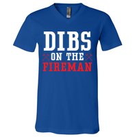 Dibs On The Fire Fire Rescue Firefighter Firefighting Gift V-Neck T-Shirt