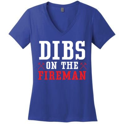 Dibs On The Fire Fire Rescue Firefighter Firefighting Gift Women's V-Neck T-Shirt