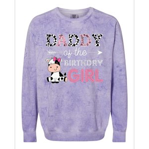 Daddy of The Birthday Girl Farm Cow Dad Matching Family Bday Colorblast Crewneck Sweatshirt