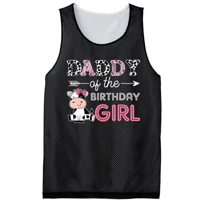 Daddy of The Birthday Girl Farm Cow Dad Matching Family Bday Mesh Reversible Basketball Jersey Tank