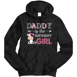 Daddy of The Birthday Girl Farm Cow Dad Matching Family Bday Tie Dye Hoodie