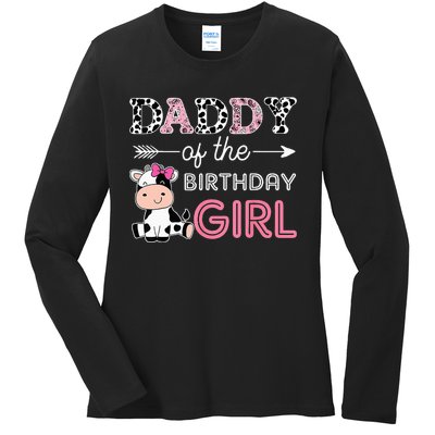 Daddy of The Birthday Girl Farm Cow Dad Matching Family Bday Ladies Long Sleeve Shirt