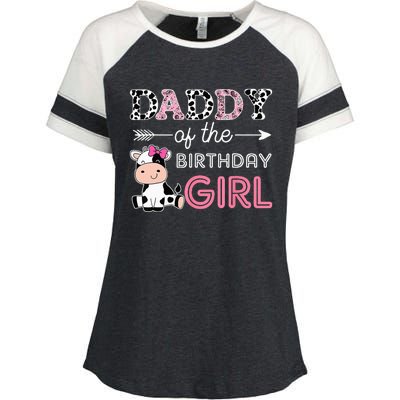 Daddy of The Birthday Girl Farm Cow Dad Matching Family Bday Enza Ladies Jersey Colorblock Tee