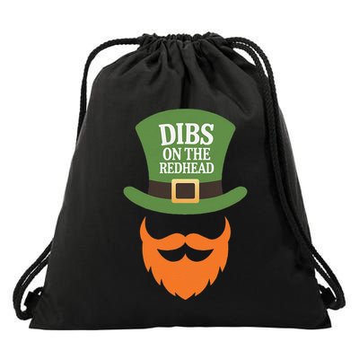 Dibs On The Redhead Funny St Patricks Day Drinking Drawstring Bag