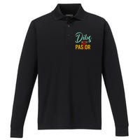 Dibs On The Pastor Funny Jesus Christian Cross Performance Long Sleeve Polo