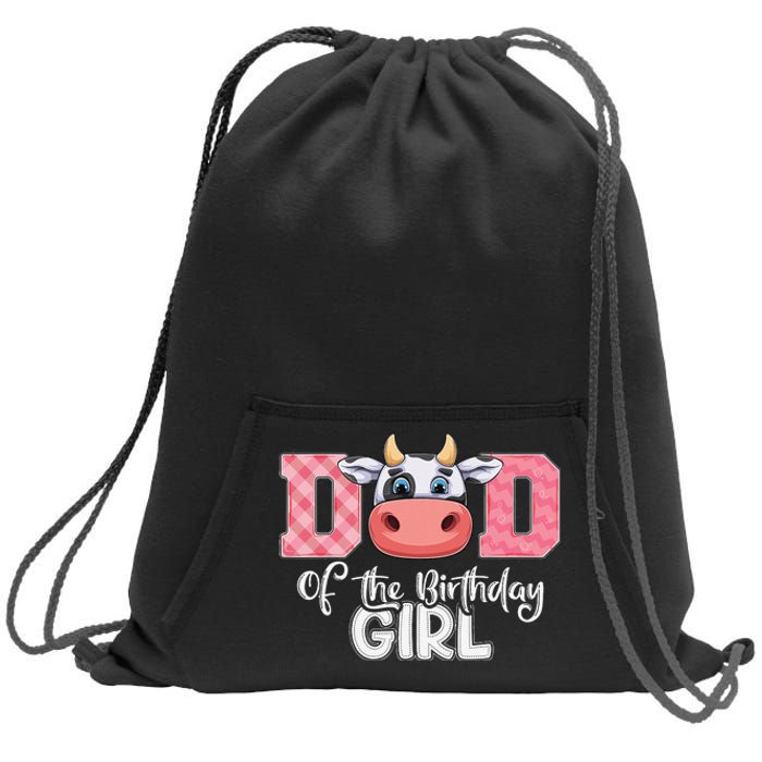 Dad of The Birthday Cow Family Cow Farm Matching Sweatshirt Cinch Pack Bag