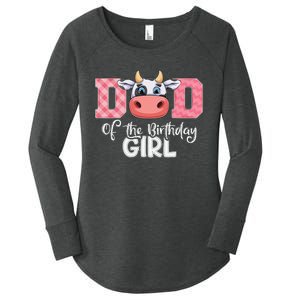 Dad of The Birthday Cow Family Cow Farm Matching Women's Perfect Tri Tunic Long Sleeve Shirt