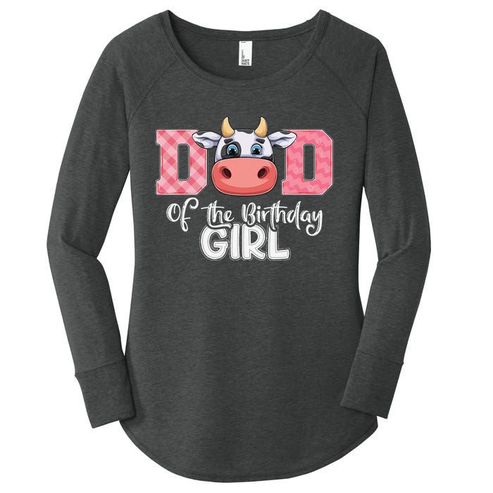 Dad of The Birthday Cow Family Cow Farm Matching Women's Perfect Tri Tunic Long Sleeve Shirt