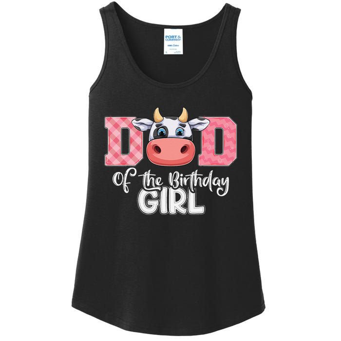 Dad of The Birthday Cow Family Cow Farm Matching Ladies Essential Tank