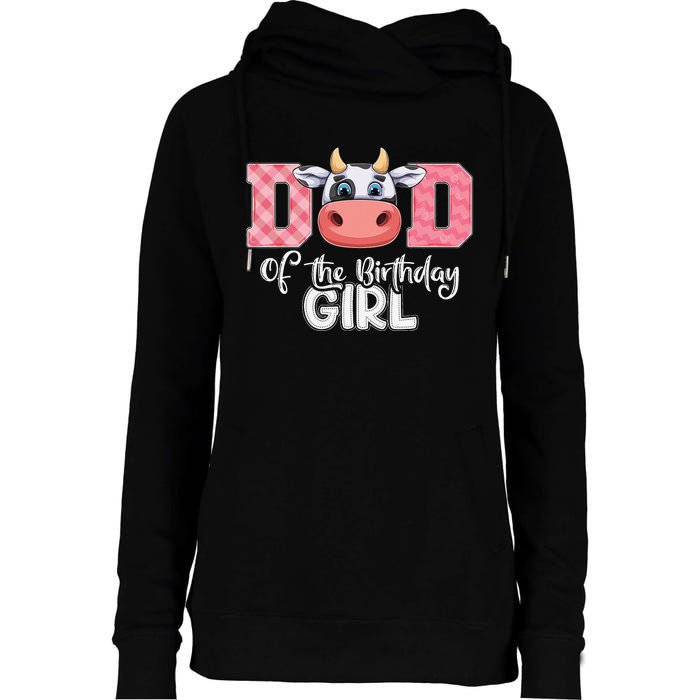 Dad of The Birthday Cow Family Cow Farm Matching Womens Funnel Neck Pullover Hood