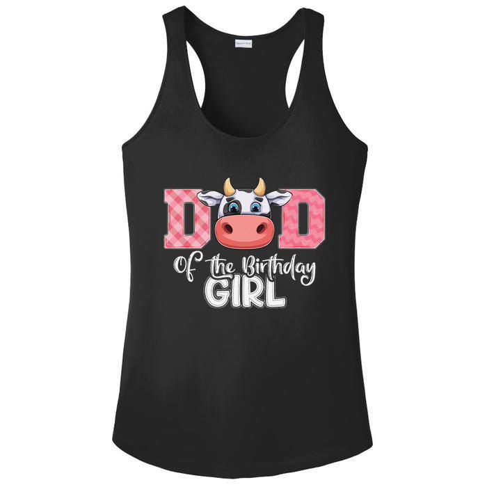 Dad of The Birthday Cow Family Cow Farm Matching Ladies PosiCharge Competitor Racerback Tank