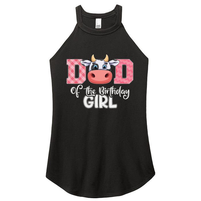 Dad of The Birthday Cow Family Cow Farm Matching Women's Perfect Tri Rocker Tank