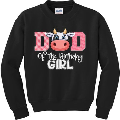 Dad of The Birthday Cow Family Cow Farm Matching Kids Sweatshirt