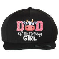 Dad of The Birthday Cow Family Cow Farm Matching Wool Snapback Cap