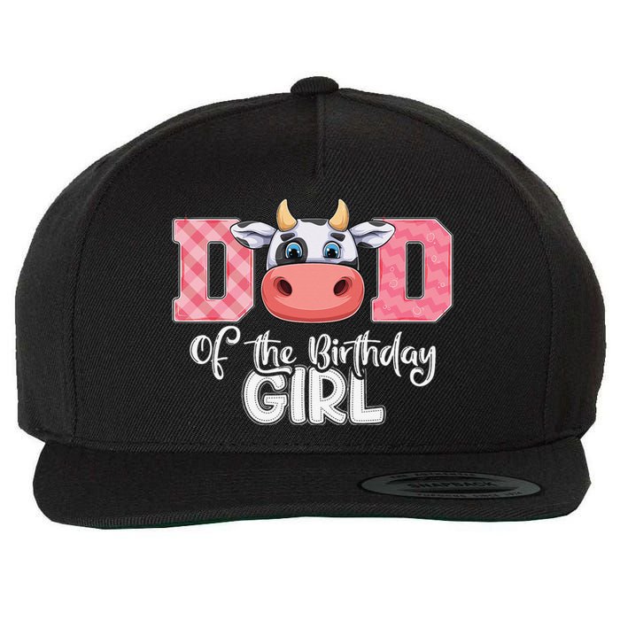 Dad of The Birthday Cow Family Cow Farm Matching Wool Snapback Cap