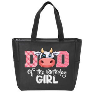 Dad of The Birthday Cow Family Cow Farm Matching Zip Tote Bag