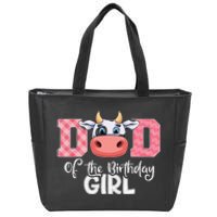 Dad of The Birthday Cow Family Cow Farm Matching Zip Tote Bag