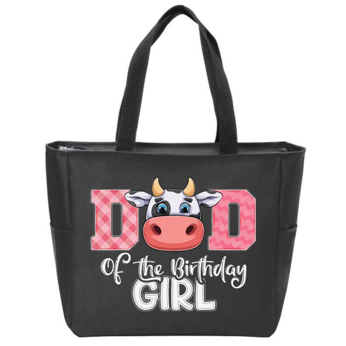 Dad of The Birthday Cow Family Cow Farm Matching Zip Tote Bag